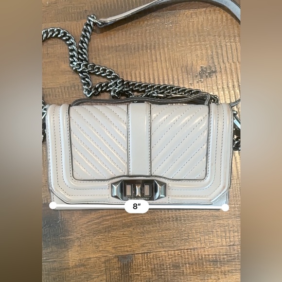 Rebecca Minkoff Small Love Leather Chevron Crossbody Bag | Grey - Picture 7 of 15